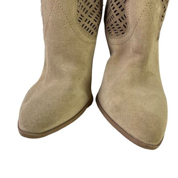 Crown Vintage Iris Womens Suede Stacked Wedge Western Leather Boots Ankle sz 8 - Picture 7 of 16